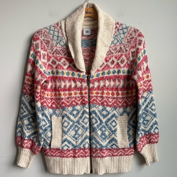 Cabi Highlands Sweater Cardigan 3847  Fair Isle Full Zip SMALL - Picture 6 of 6